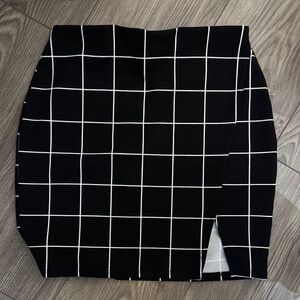 Black and White Grid Pattern Skirt